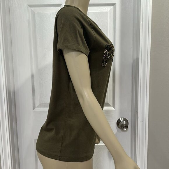 POLO RALPH LAUREN BEADED LOGO  T-SHIRT. DEFENDER GREEN. - Picture 4 of 7